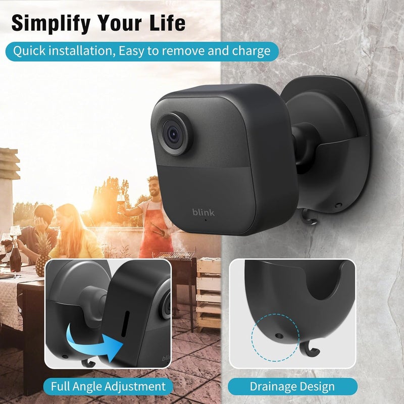 ibada Blink Camera Wall Mount 3 Pack for Blink Outdoor 4/Outdoor 2K+/Mini/Mini 2/Mini 2K+ Indoor Cameras, No Drill, Strong Adhesive, Damage-Free, Easy to Install (Black) - Image 4